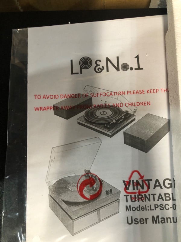 Photo 3 of LP&No.1 Record Player with External Speakers, 3 Speed Vintage Belt-Drive Vinyl Turntable with Bluetooth Playback & Auto-Stop ?Light Grey?