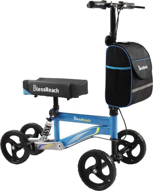 Photo 1 of BlessReach Economy Knee Scooter, Steerable Knee Walker, Foldable Knee Scooters for Foot Injuries (Blue)