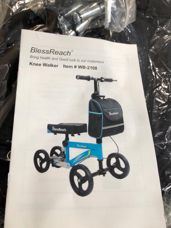 Photo 2 of BlessReach Economy Knee Scooter, Steerable Knee Walker, Foldable Knee Scooters for Foot Injuries (Blue)