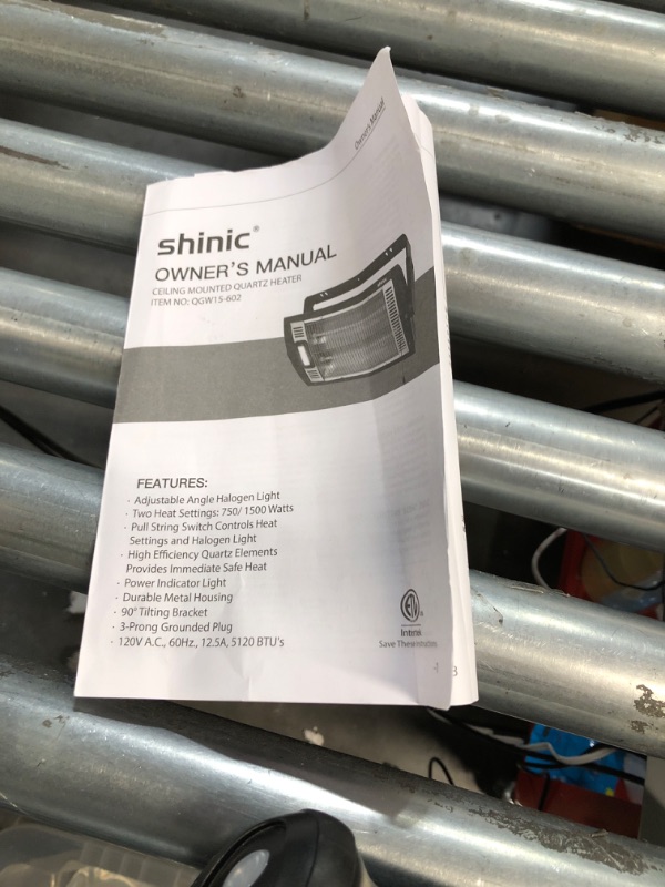 Photo 4 of 2 Packs -Electric Garage Heaters for Indoor Use, 1500W/750W Ceiling Mounted Radiant Heaters with Halogen Light, 90 Degree Rotation, 5 Mode Settings, Space Heater 