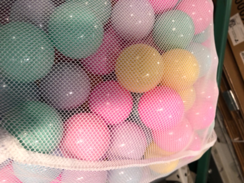 Photo 4 of Amazon Basics BPA Free Crush-Proof Plastic Ball Pit Balls with Storage Bag, Toddlers Kids 12+ Months, 6 Pastel Colors - Pack of 400 6 Pastel Colors 400 Balls