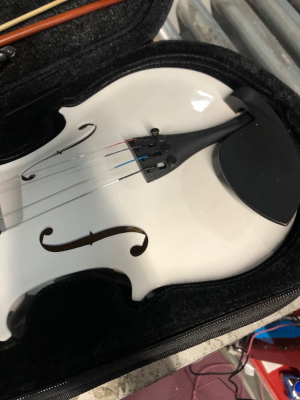 Photo 5 of [READ NOTES] Vangoa 4/4 Violin Adult Full Size Acoustic Violin Fiddle Beginner Set with Violin Case, Rosin, Shoulder Rest, Tuner, Strings, Violin Bow, Fingerboard Sticker, White 4/4 White