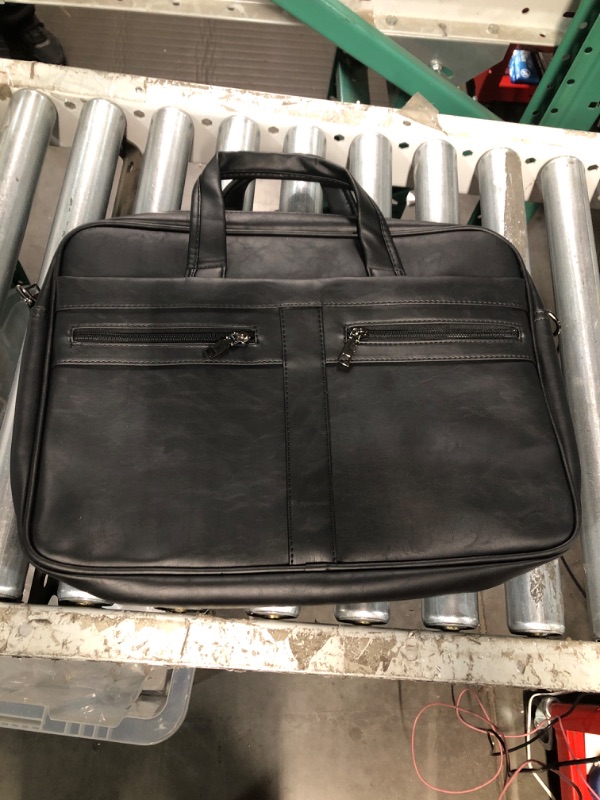 Photo 2 of seyfocnia Men's Leather Laptop Briefcase Black-17.3inch