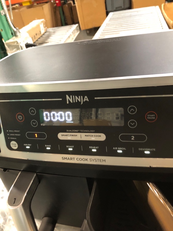 Photo 3 of ***DAMAGED READ NOTES****Ninja DZ550 Foodi 10 Quart 6-in-1 DualZone Smart XL Air Fryer with 2 Independent Baskets, Smart Cook Thermometer for Perfect Doneness, Match Cook & Smart Finish to Roast, Dehydrate & More, Grey