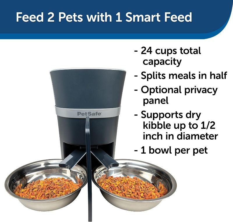 Photo 3 of (READ NOTES) PetSafe Smart Feed Automatic Pet Feeder with 2-Pet Meal Splitter for Cats and Dogs - WiFi App Connected - Programmable Food Dispenser for Multiple Pets - Customize Mealtime - Compatible with Alexa Feeder for 2 Pets (PARTS ONLY) 