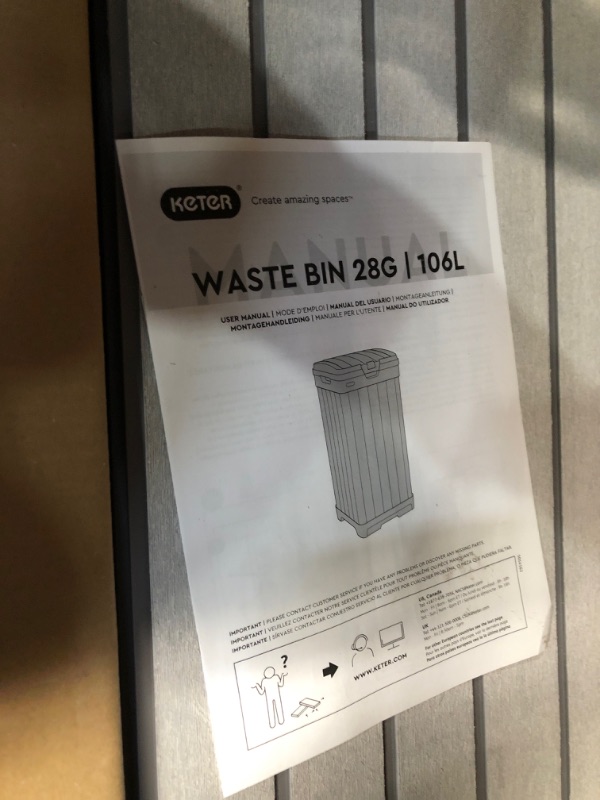 Photo 3 of **NON REFUNDABLE NO RETURNS SOLD AS IS**
**PARTS ONLY** Rockford DuoTech Outdoor Plastic Resin Trash Can, Grey