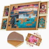 Photo 1 of 1000 Piece Wooden Jigsaw Puzzle Board - 4 Drawers