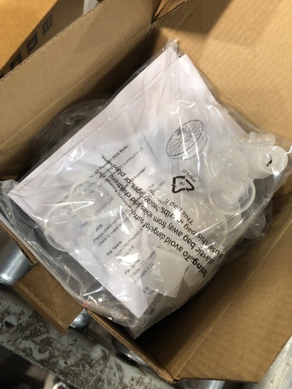 Photo 1 of Postlucky Solar Fountain Bird Bath Fountains Pump RGB Color LED Lights Solar Powered Water Fountains with 6 Nozzles IP66 Waterproof Solar Fountain Pump for Garden Swimming Pool Pond Outdoor - Pair TWO