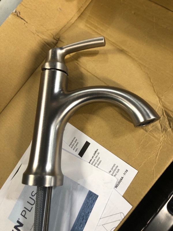 Photo 3 of **PREV USED**
Moen Wellton Single-Handle Spot Resist Brushed Nickel Bathroom Faucet, 