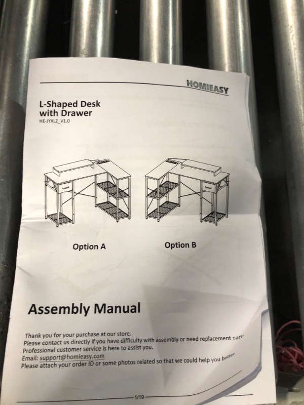 Photo 2 of ***NOT FUNCTIONAL - FOR PARTS ONLY - NONREFUNDABLE - SEE COMMENTS***
Homieasy L Shaped Computer Desk with LED Strip & Power Strip, 55 Inch Corner Desk