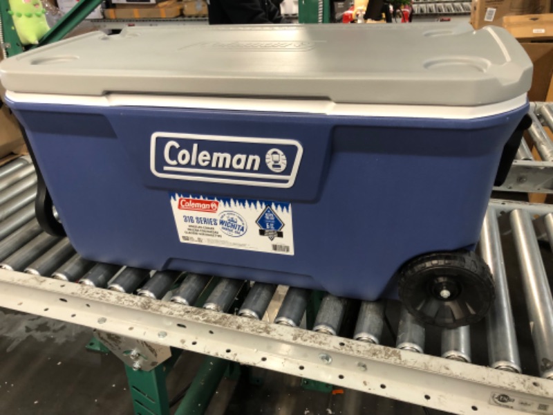 Photo 4 of ***see notes***Coleman 316 Series Insulated Portable Cooler with Heavy Duty Wheels, Leak-Proof Wheeled Cooler with 100+ Can Capacity, Keeps Ice for up to 5 Days Twilight 100qt Coolers