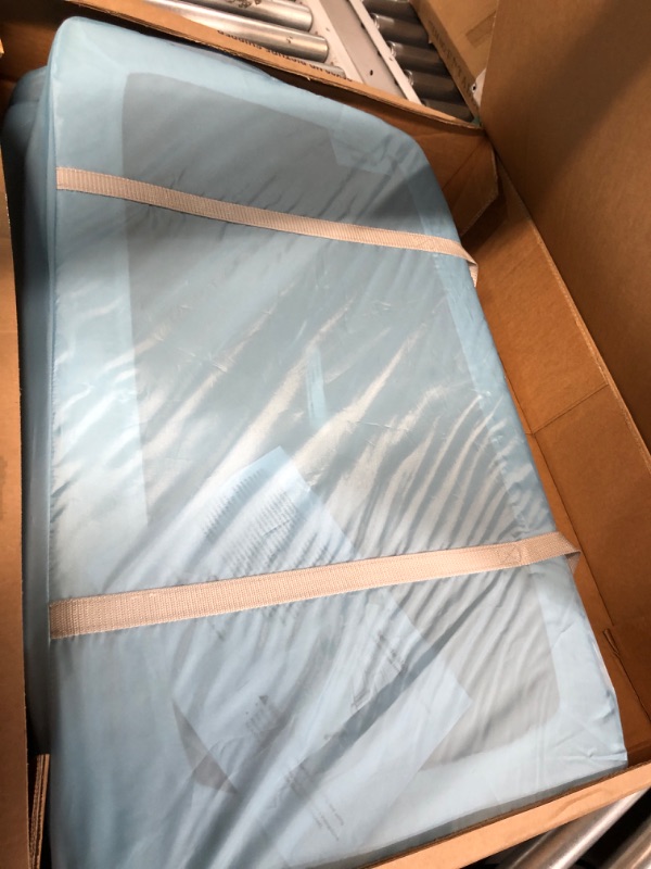 Photo 2 of Dream On Me Skylar Bassinet and Beside Sleeper in Blue, Lightweight and Portable Baby Bassinet, Five Position Adjustable Height, Easy to Fold and Carry Travel Bassinet, JPMA Certified