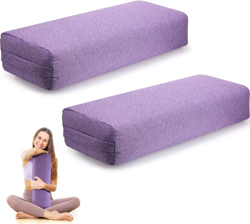 Photo 1 of 2 Pack Yoga Bolster Pillows for Restorative Yoga 25" x 13.4" Purple