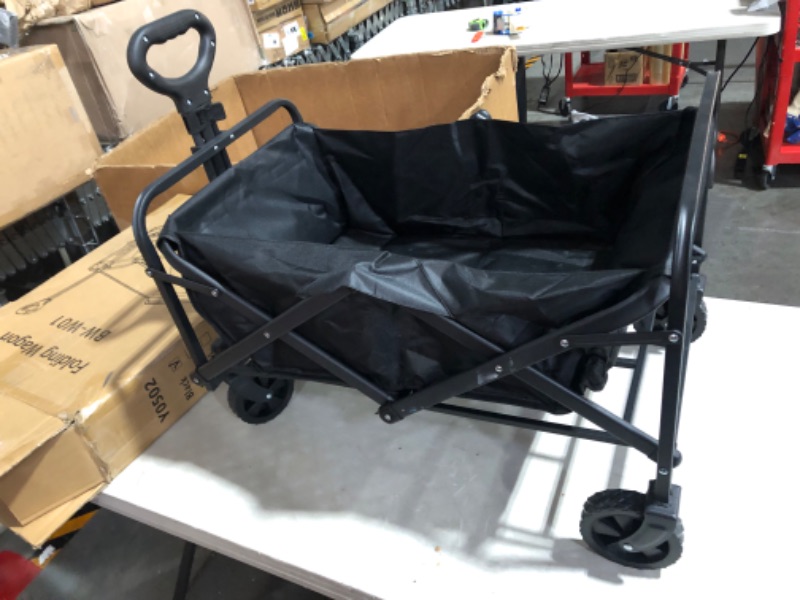 Photo 5 of ***USED - DIRTY***
DreamQuest Collapsible Foldable Wagon, 360° Universal Wheel & Drink Holders 260 lbs Capacity - Black 28.3"D x 18"W x 18.5"H
