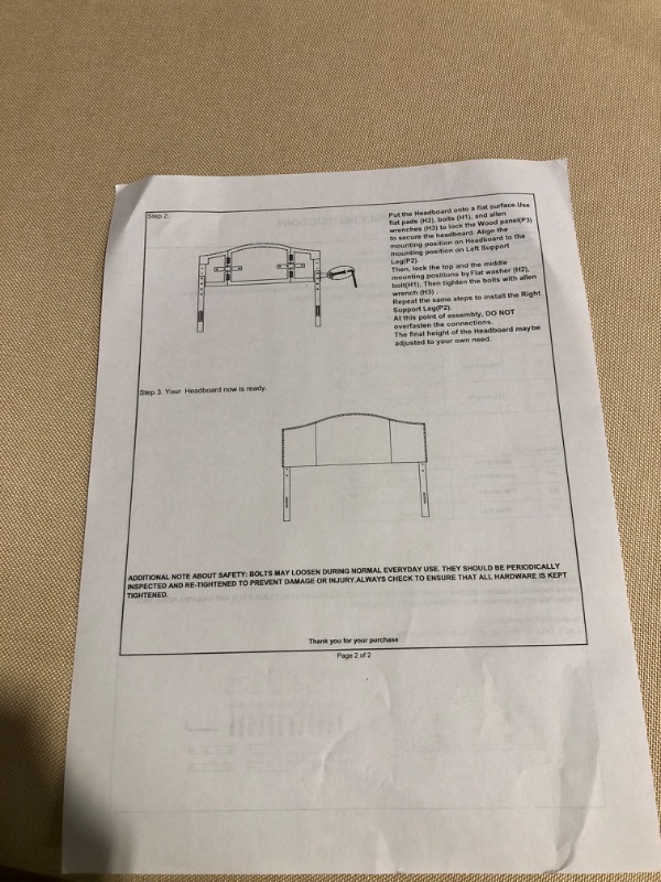 Photo 3 of * used * missing hardware * see all images * 
Finnhomy Linen Fabric Upholstered Queen Size Headboard with Nailheads Trim Platform, Beige Queen