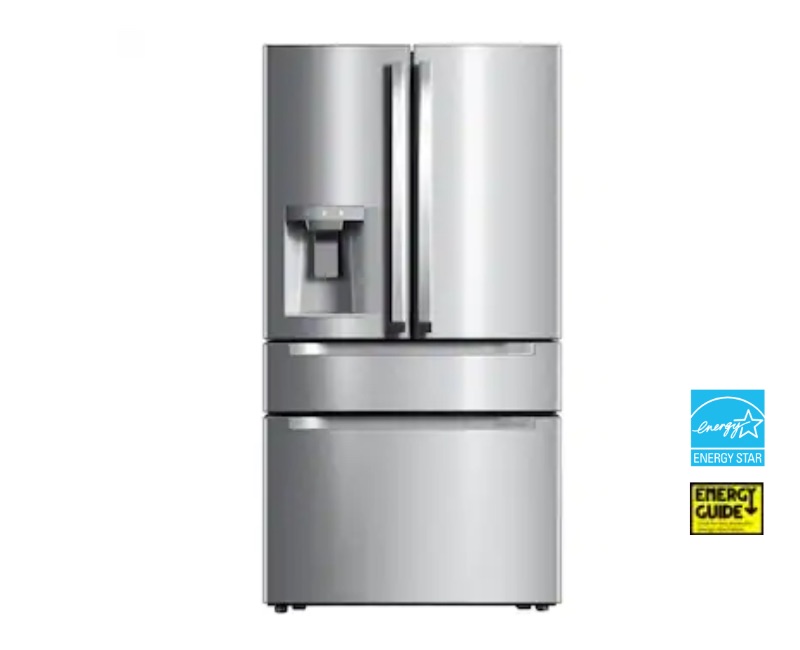 Photo 1 of Midea 21.6-cu ft 4-Door Counter-depth Smart French Door Refrigerator with Dual Ice Maker 