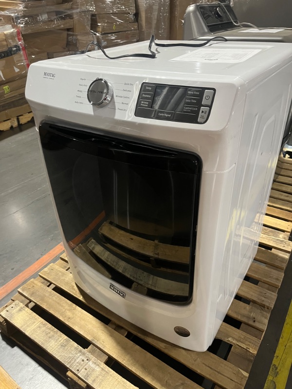 Photo 1 of Maytag 7.3-cu ft Reversible Side Swing Door Stackable Gas Dryer (White) ENERGY STAR