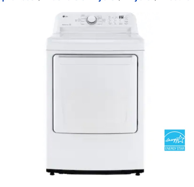 Photo 1 of LG 7.3-cu ft Electric Dryer (White) ENERGY STAR