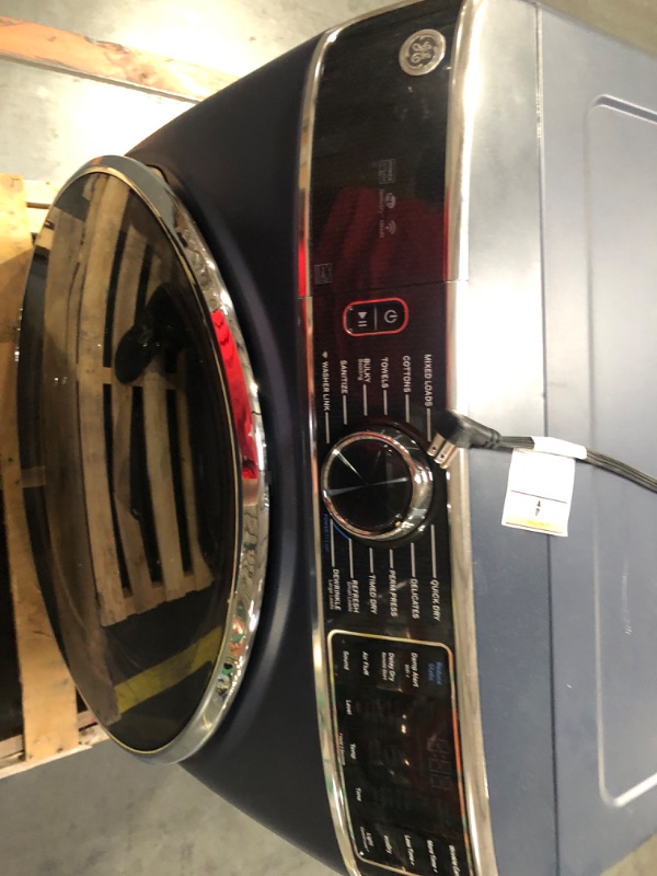 Photo 3 of GE 7.8-cu ft Reversible Side Swing Door Stackable Steam Cycle Smart Gas Dryer (Sapphire Blue) ENERGY STAR
