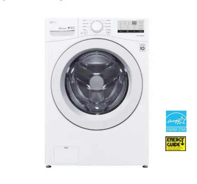 Photo 1 of LG 4.5-cu ft High Efficiency Stackable Front-Load Washer (White) ENERGY STAR
