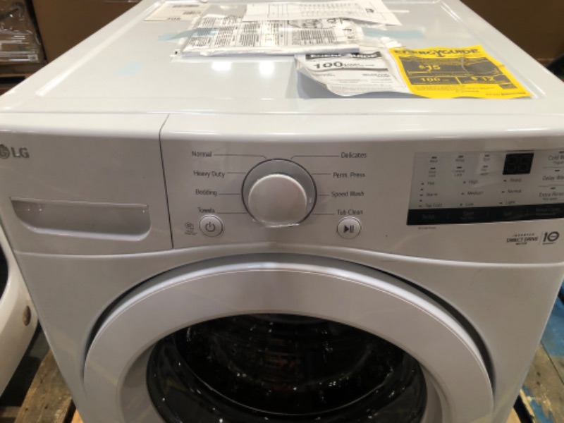 Photo 2 of ***USED - DIRTY - POWERS ON - UNABLE TO TEST FURTHER***
LG 4.5-cu ft High Efficiency Stackable Front-Load Washer (White) ENERGY STAR
