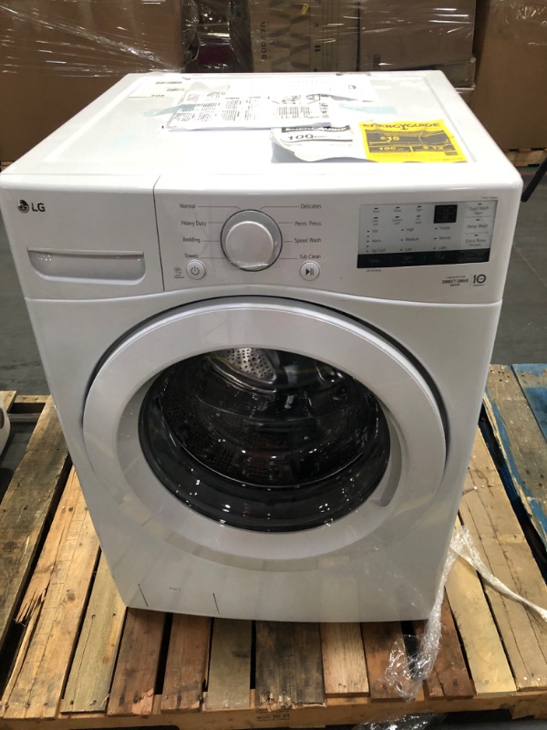 Photo 3 of ***USED - DIRTY - POWERS ON - UNABLE TO TEST FURTHER***
LG 4.5-cu ft High Efficiency Stackable Front-Load Washer (White) ENERGY STAR
