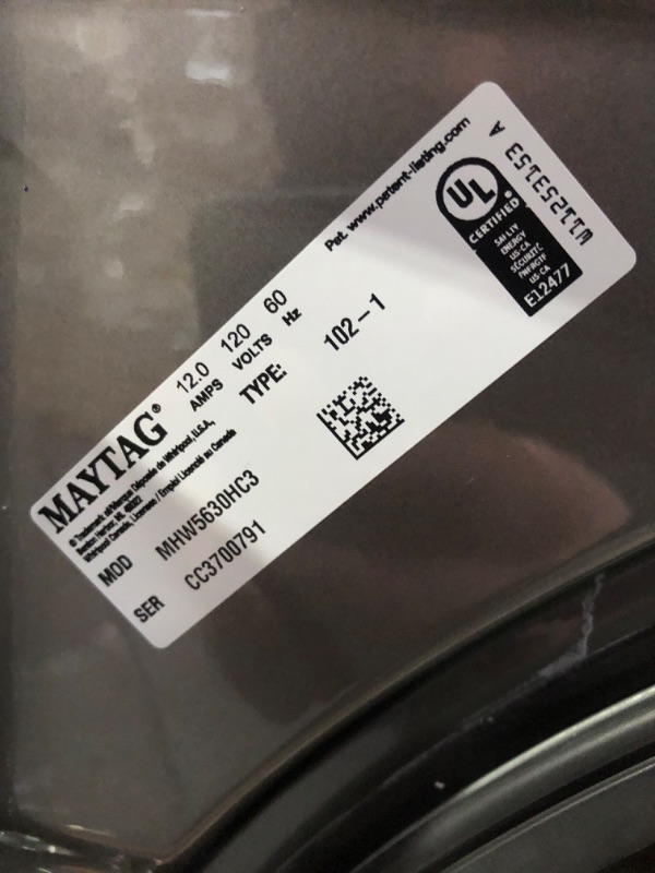 Photo 11 of Maytag 4.5-cu ft High Efficiency Stackable Steam Cycle Front-Load Washer (Metallic Slate) ENERGY STAR