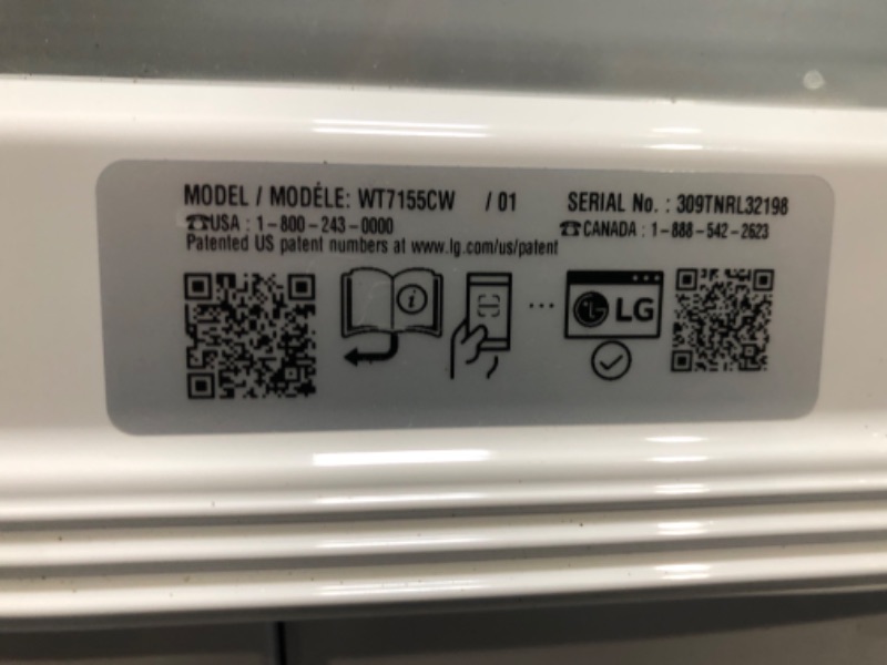 Photo 10 of LG 4.8-cu ft High Efficiency Agitator Top-Load Washer (White) ENERGY STAR