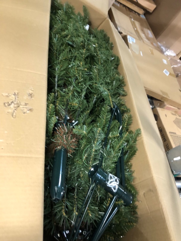 Photo 2 of ***USED - POWERS ON - UNABLE TO TEST FURTHER***
Puleo International 7.5 Foot Pre-Lit Slim Fraser Fir Artificial Christmas Tree with 500 Clear UL Listed Lights, Green