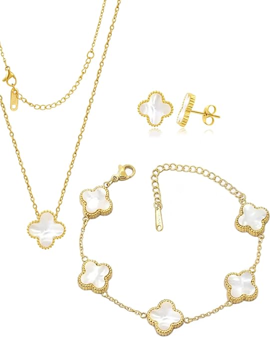 Photo 1 of BLUEW 3 Pieces Four Leaf Lucky Clover Jewelry Set,