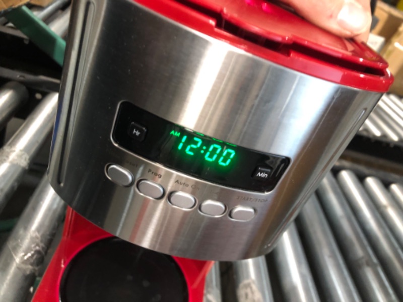 Photo 1 of Kenmore Aroma Control 12-cup Programmable Coffee Maker, Red and Stainless Steel Drip Coffee Machine, Glass Carafe, Reusable Filter, Timer, Digital Display, Charcoal Water Filter, Regular or Bold