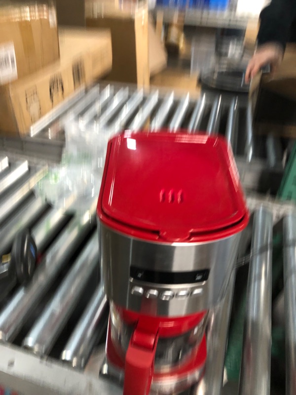 Photo 1 of Kenmore Aroma Control 12-cup Programmable Coffee Maker, Red and Stainless Steel Drip Coffee Machine, Glass Carafe, Reusable Filter, Timer, Digital Display, Charcoal Water Filter, Regular or Bold