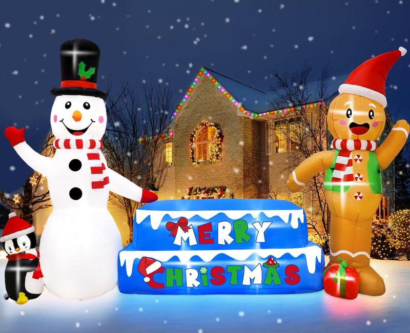 Photo 1 of 
AerWo 10FT Outdoor Inflatable Snowman, Gingerbread Man Decor with