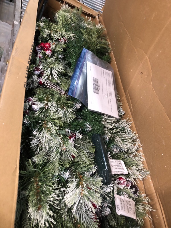 Photo 3 of ***USED - LIGHTS DON'T WORK***
7.5 ft. Pre-Lit Frosted Slim Berry Spruce PE/PVC Artificial Christmas Tree,1307 Tips, 400UL Warm White LED Lights