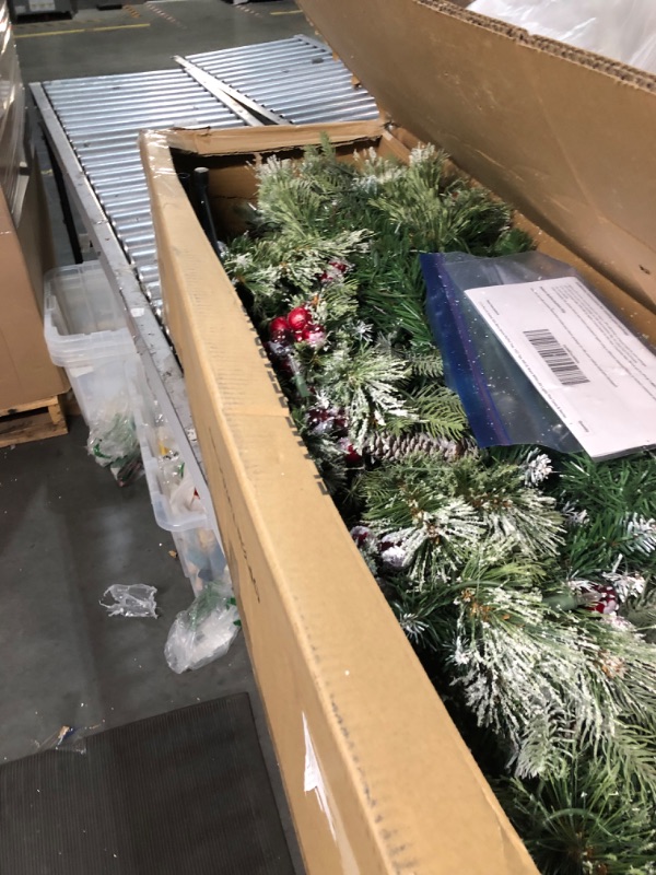 Photo 4 of ***USED - LIGHTS DON'T WORK***
7.5 ft. Pre-Lit Frosted Slim Berry Spruce PE/PVC Artificial Christmas Tree,1307 Tips, 400UL Warm White LED Lights