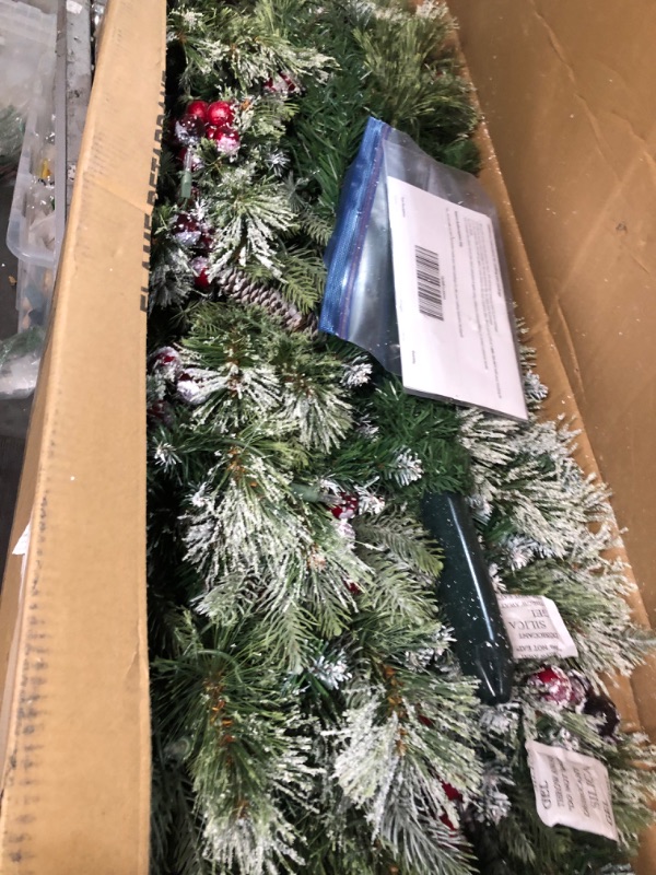 Photo 5 of ***USED - LIGHTS DON'T WORK***
7.5 ft. Pre-Lit Frosted Slim Berry Spruce PE/PVC Artificial Christmas Tree,1307 Tips, 400UL Warm White LED Lights