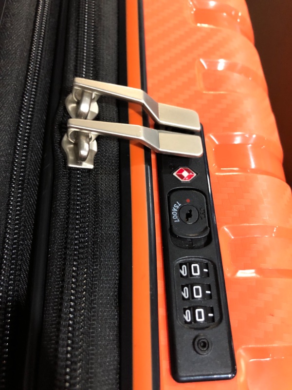 Photo 4 of **TSA LOCKED*CODE UNKNOWN**
LUGGEX Carry On Luggage 22x14x9 Airline Approved Spinner Wheels - (Orange, 20 Inch) 