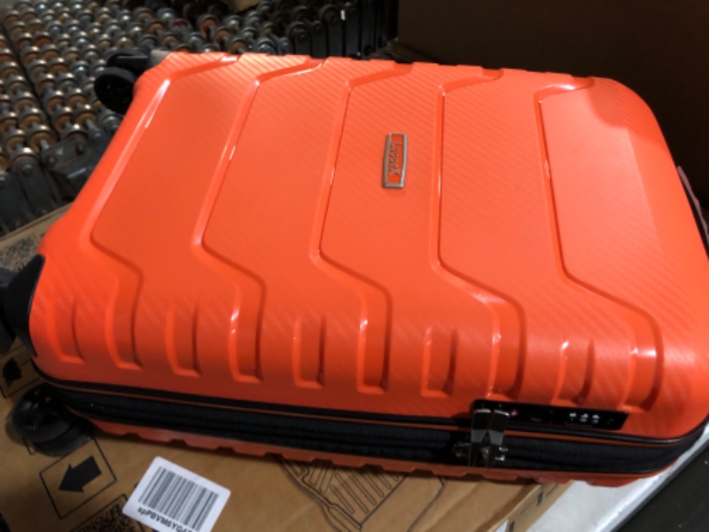 Photo 1 of **TSA LOCKED*CODE UNKNOWN**
LUGGEX Carry On Luggage 22x14x9 Airline Approved Spinner Wheels - (Orange, 20 Inch) 