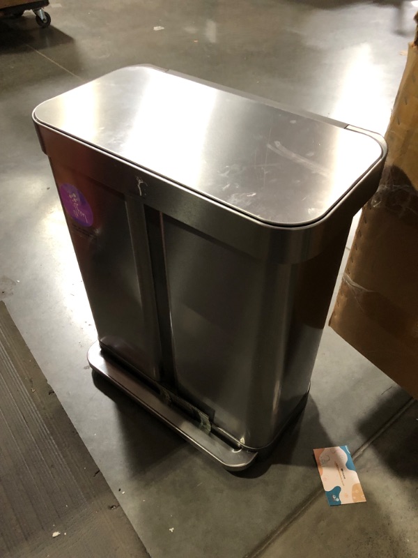 Photo 6 of ***DAMAGED - MISSING LINER - SEE COMMENTS***
simplehuman 58 Liter / 15.3 Gallon Rectangular Hands-Free Dual Compartment Recycling Kitchen Step Trash Can 