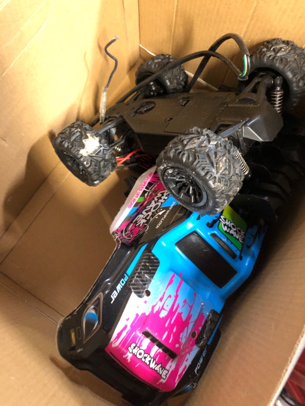 Photo 3 of **USED AND DAMGED FOR PARTS** Powerextra RC Cars for Adults, 1:16 Scales High Speed 40+ KM/H Remote Control Truck, 4WD Hobby Electric Off Road Monster Trucks with LED Light, 2 Batteries, 50+ Mins Play Car for Boys & Girls