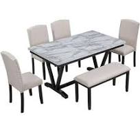 Photo 1 of **TABLE ONLY** 6Pc Dining Table w/ 4 Chairs & 1 Bench (White) ST000057AAK FedEx/UPS