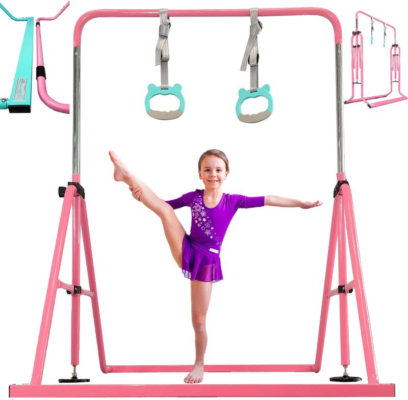 Photo 1 of PreGymnastic Updated Folding Gymnastics Kip Bar with Sturdier Base, A Safe Gymnasitc Bar for Kids 3-8 Years Old, Easy to Assemble and Dis-Assemble