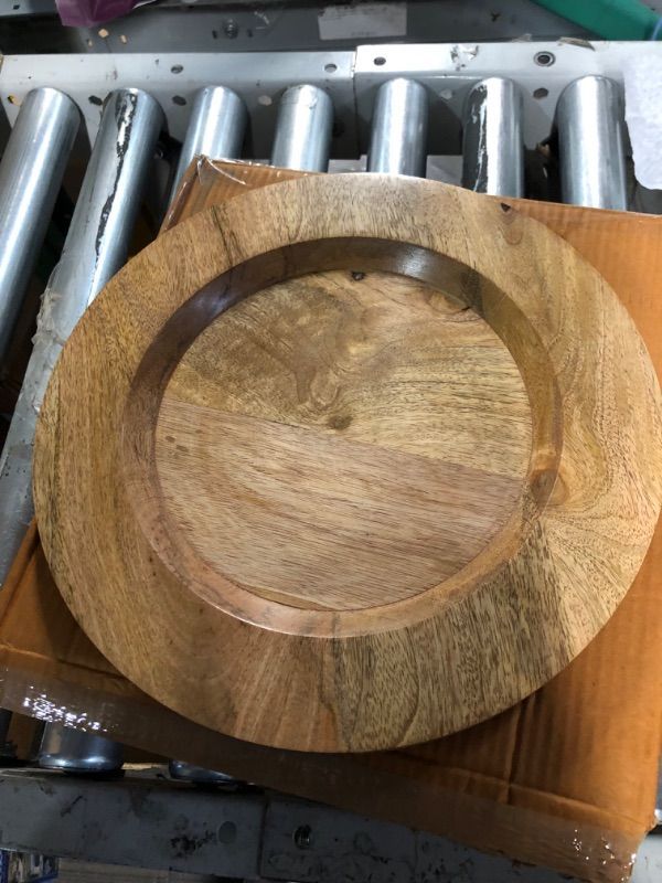 Photo 2 of 1 Piece Wood Serving Charger Plates - Dinnerware Round Rustic Thanksgiving Centerpiece