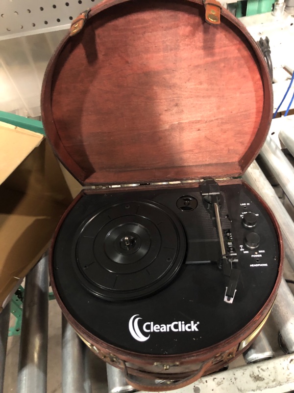 Photo 3 of ClearClick Vintage Suitcase Turntable with Bluetooth & USB - Classic Wooden Retro Style