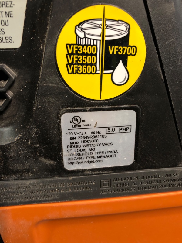 Photo 4 of 3 Gallon 5.0 Peak HP NXT Wet/Dry Shop Vacuum with Filter, Expandable Locking Hose and Accessories