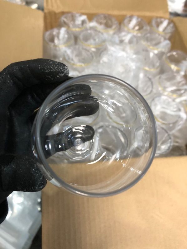 Photo 4 of  Crystal Clear Plastic Wine Glasses Set 6 Gold Rim)