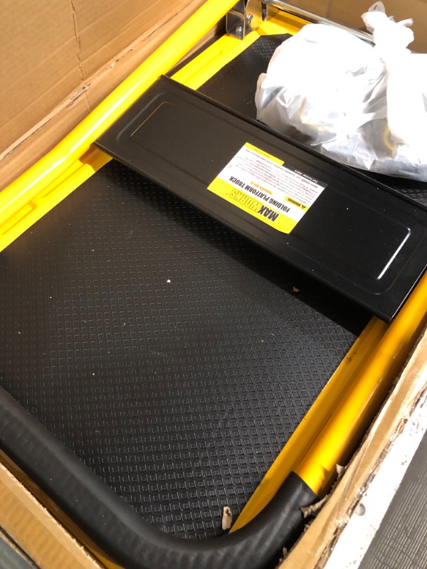 Photo 2 of MaxWorks 80876- Foldable Platform Truck Push Dolly 330 lb. Weight Capacity Black and Yellow 28.75" x 18.75" x 33"