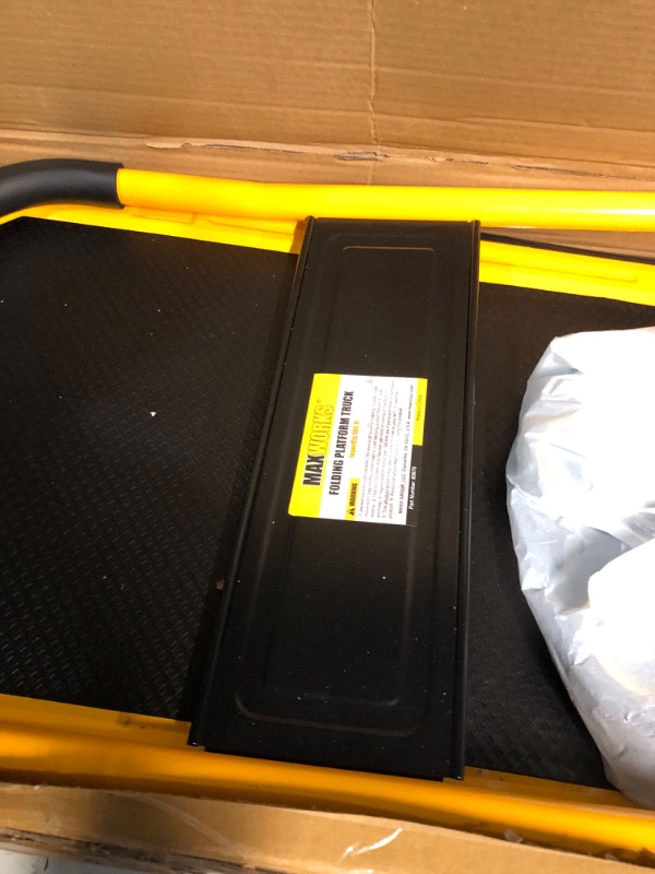 Photo 4 of MaxWorks 80876- Foldable Platform Truck Push Dolly 330 lb. Weight Capacity Black and Yellow 28.75" x 18.75" x 33"