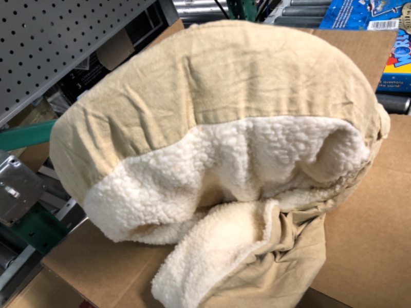 Photo 2 of **PREV USED**
Furhaven Sherpa & Suede Snuggery Egg Crate Orthopedic Foam Dog Bed - Cream, 26-inch 