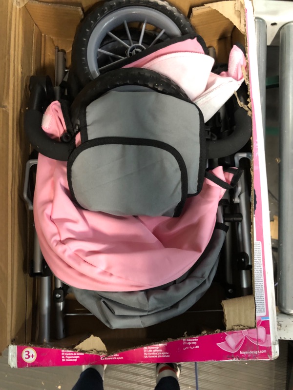 Photo 2 of Bayer Design Baby Doll Trendy Pram in Grey/Pink